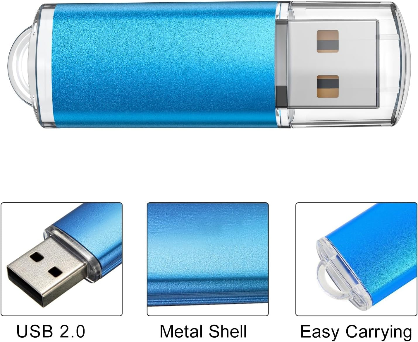 5 Pack 32GB USB 2.0 Flash Drive Memory Stick Thumb Drives (5 Mixed Colors: Black Blue Green Red Silver)